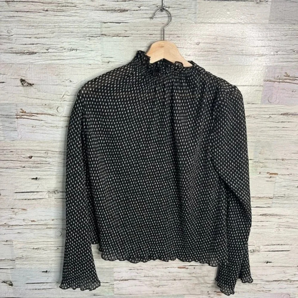 The fifth label polka dot sheer long sleeve blouse  black white size small - Picture 1 of 8